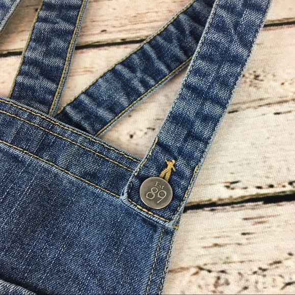 Children’s Place Denim Overalls Shorts Jean Sz 12 - Picture 2 of 10